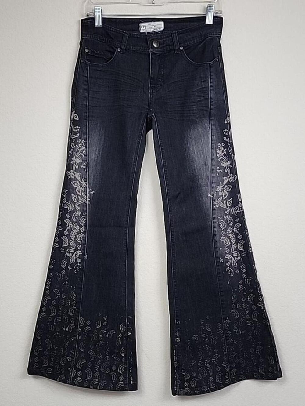 Free People Size 25 Black Flare Jeans Pants